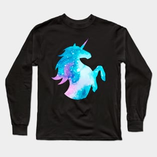 Rearing Galaxy Unicorn Long Sleeve T-Shirt